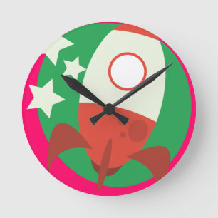 Reloj Redondo Mediano Cohetes recortados