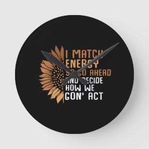 Reloj Redondo Mediano Coincido con la energía de empoderamiento afroamer