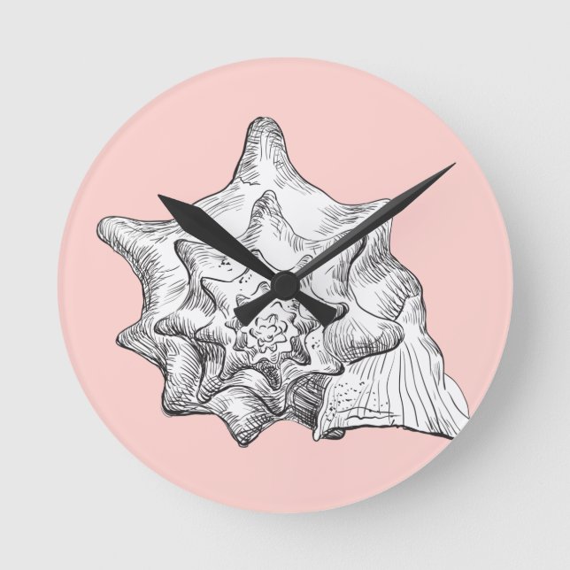 Reloj Redondo Mediano Cojín decorativo de conchas marinas (Anverso)