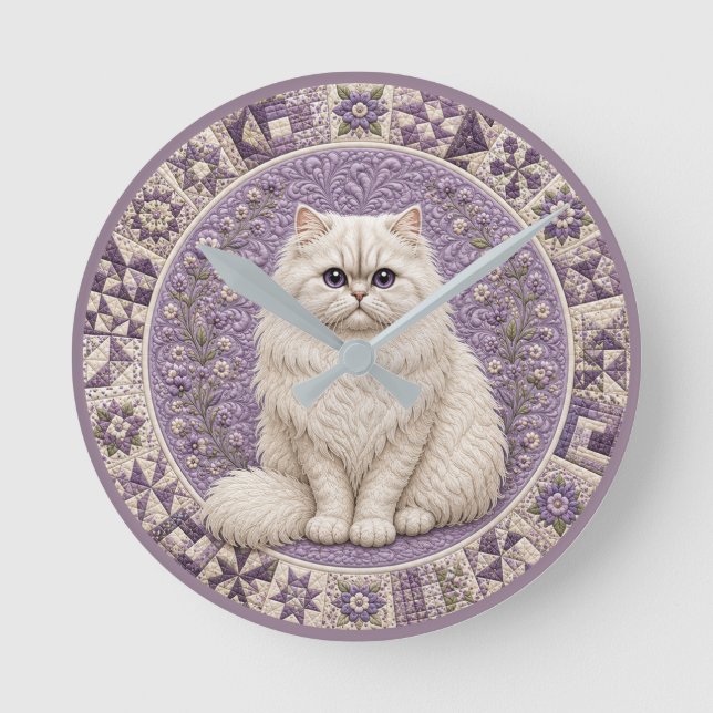 Reloj Redondo Mediano Colcha de gato persa (Anverso)