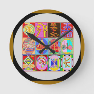 Reloj Redondo Mediano Colección curativa del símbolo de Art101 Reiki n