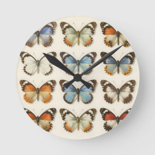 Reloj Redondo Mediano Colección de Especímenes de Mariposas Antiguas
