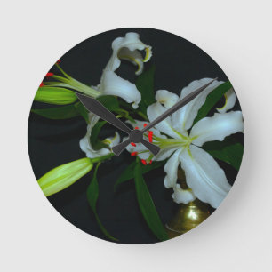 Reloj Redondo Mediano Colección irlandesa de Brass y Flores