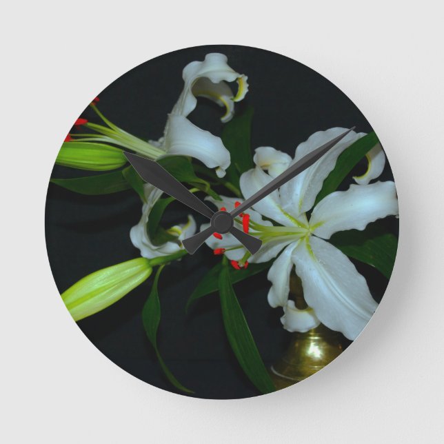 Reloj Redondo Mediano Colección irlandesa de Brass y Flores (Anverso)