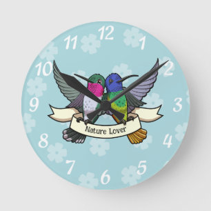 Reloj Redondo Mediano Colibrí Carácter Amante de la Naturaleza Arte de T