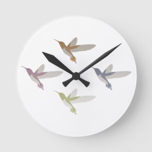 Reloj Redondo Mediano Colibríes Coloridos