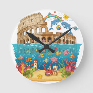 Reloj Redondo Mediano Coliseo Reino Subacuático2: Magia del Mar de Roma 