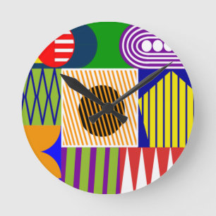 Reloj Redondo Mediano Collage de forma de Bauhaus