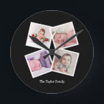 Reloj Redondo Mediano Collage de fotos 4 personalizado<br><div class="desc">Reloj de pared personalizado collage de fotos de la plantilla 4. añada simplemente sus propias fotografías y texto a este reloj de Gran Muralla. fácil personalizar. reloj adaptable de la plantilla de la foto de Ricaso - regalo-ideas perfectas</div>