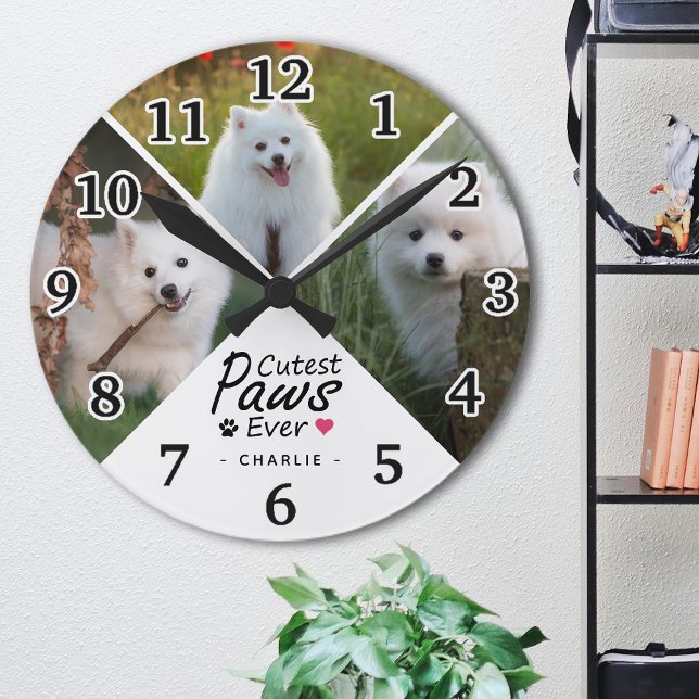 Reloj Redondo Mediano Collage de fotos de perros familiares moderno con  (Subido por el creador)