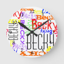 Reloj Redondo Mediano Collage de nombres personalizados personalizado pe