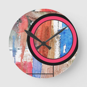 Reloj Redondo Mediano collage del arte abstracto, técnicas mixtas y