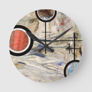 Reloj Redondo Mediano collage del arte abstracto, técnicas mixtas y