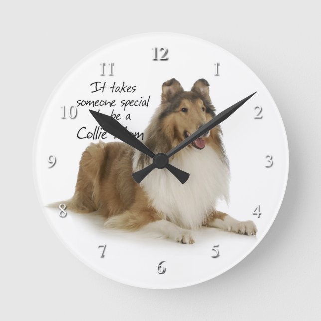 Reloj Redondo Mediano Collie Mom Clock (Anverso)
