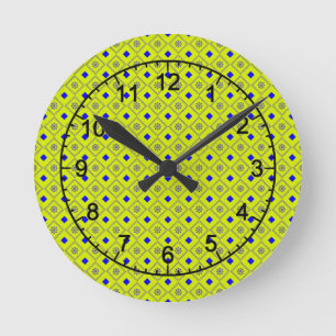 Reloj Redondo Mediano Colocación de ojos negrita amarillo y azul