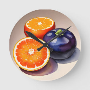 Reloj Redondo Mediano Color de agua brillante naranja