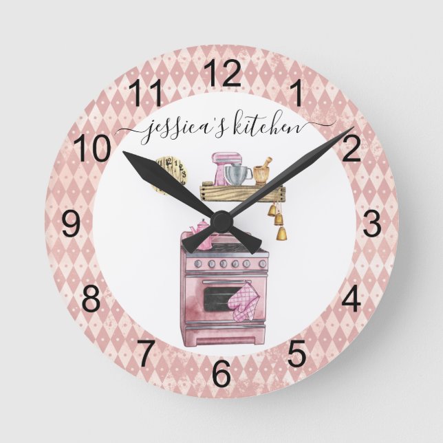 Reloj Redondo Mediano Color de agua rosado de cocción (Anverso)