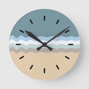 Reloj Redondo Mediano Color de la playa - Azul turquesa de arena marrón