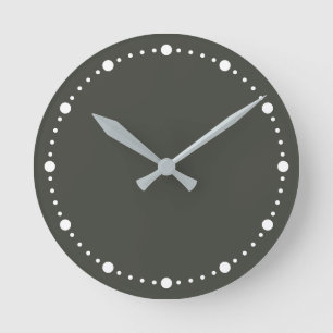 Reloj Redondo Mediano Color de tendencia Oscuro Bosque Gris Punto Blanco