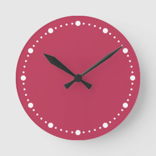 Reloj Redondo Mediano Color de tendencia Vibrante Magenta puntos blancos