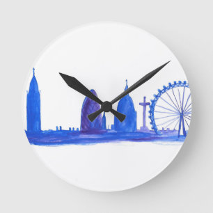 Reloj Redondo Mediano Color del agua azul de Londres moderno diseño eleg