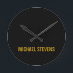 Reloj Redondo Mediano Color dorado negro Profesional Añadir nombre<br><div class="desc">Esta plantilla es ideal para aquellos que desean un diseño elegante,  sencillo y llamativo.</div>