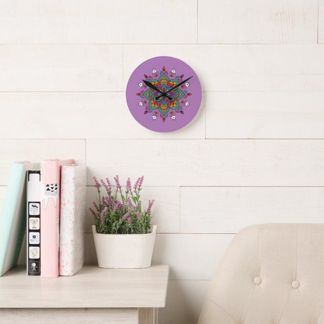 Reloj Redondo Mediano Color "Mandala" (Sala de lectura)