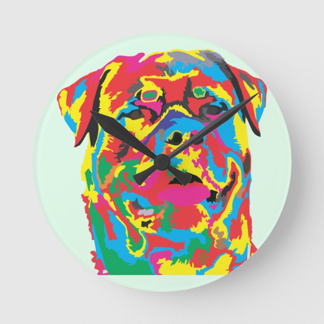 Reloj Redondo Mediano color rottweiler (Anverso)