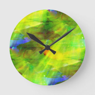 Reloj Redondo Mediano coloree el verde inconsútil abstracto del fondo,