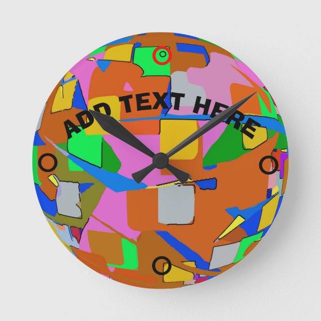 Reloj Redondo Mediano Colores abstractos (Anverso)
