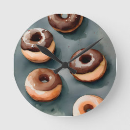 Reloj Redondo Mediano Colores acuáticos de donuts de chocolate