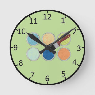 Reloj Redondo Mediano Colores de agua y pincel