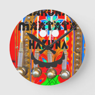 Reloj Redondo Mediano Colores de Carnaval de Samba Hakuna Matata brillos