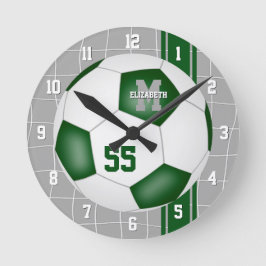 Reloj Redondo Mediano colores de equipo blanco verde tiras de fútbol