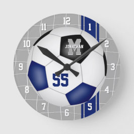 Reloj Redondo Mediano Colores de equipo negro azul varsity strips soccer