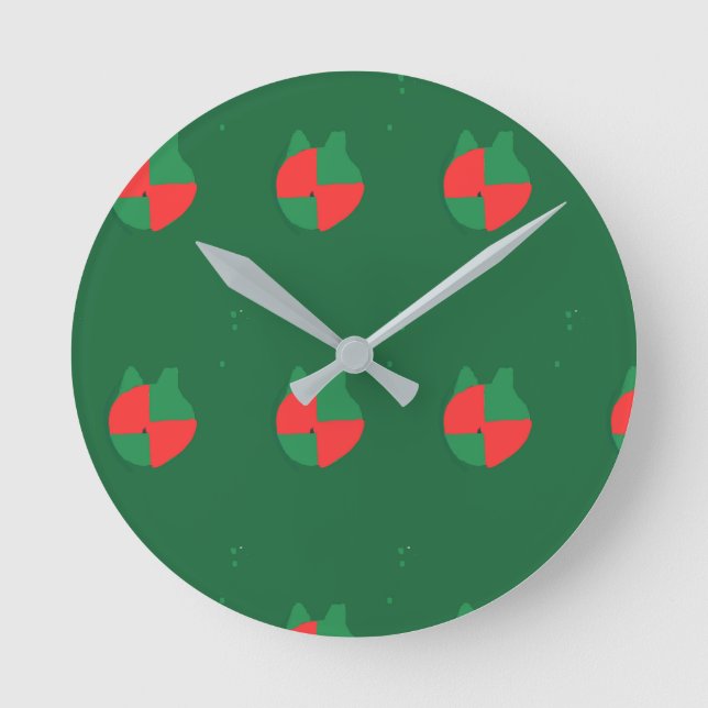 Reloj Redondo Mediano Colores de Navidad (Anverso)