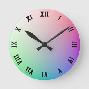 Reloj Redondo Mediano Colores minimalistas del arcoiris pastel, números 
