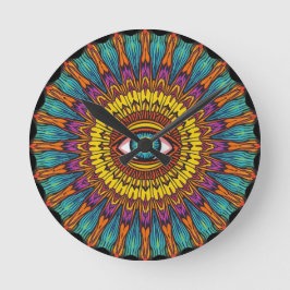 Reloj Redondo Mediano Colorful 90s Mandala Art -Trippy Third Eye Graphic