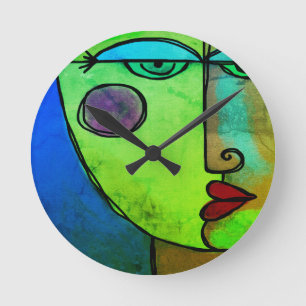 Reloj Redondo Mediano Colorful Abstract Face
