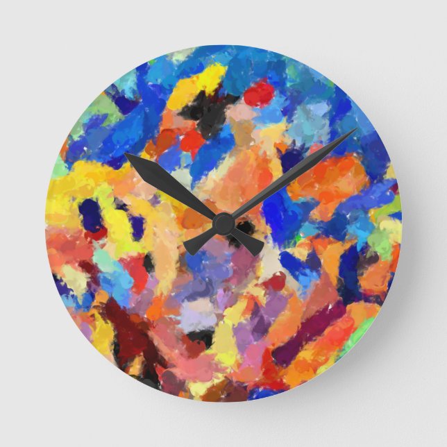 Reloj Redondo Mediano Colorful Abstract finger painting art  (Anverso)