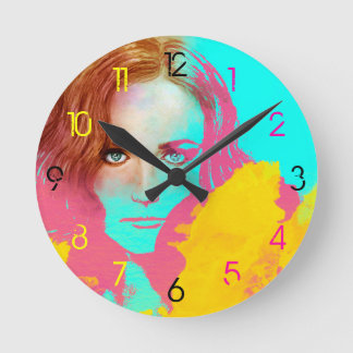 Reloj Redondo Mediano Colorful Abstract Pop Woman, Round Clock