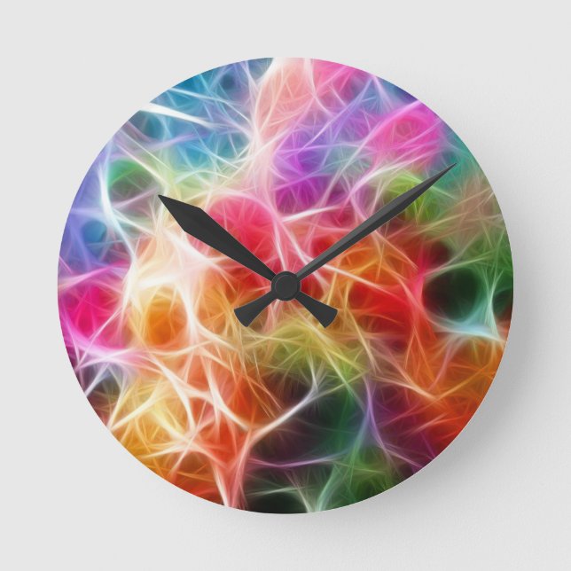 Reloj Redondo Mediano Colorful Bokeh Lightning (Anverso)