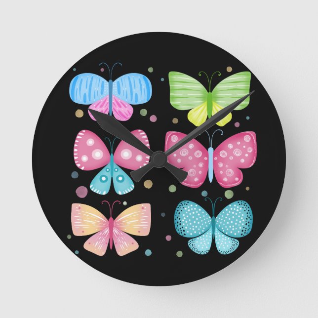 Reloj Redondo Mediano Colorful Flutter Friends (Anverso)