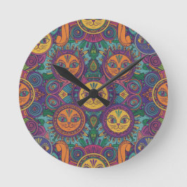 Reloj Redondo Mediano Colorful Psychedelic Cat Wall Clock