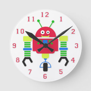 Reloj Redondo Mediano Colorful Robot Wall Clock