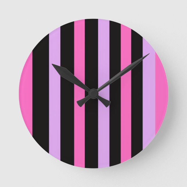 Reloj Redondo Mediano Colorful Trendy pink and black  (Anverso)