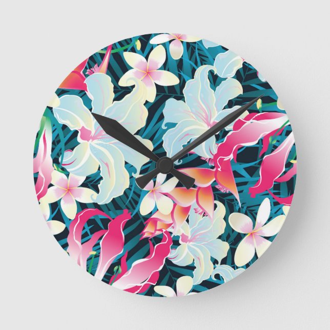Reloj Redondo Mediano Colorful Tropical Pattern (Anverso)