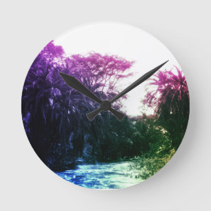 Reloj Redondo Mediano Colorida galería River Forest Vintage Tropical
