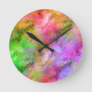 Reloj Redondo Mediano Colorida textura de vidrio opal