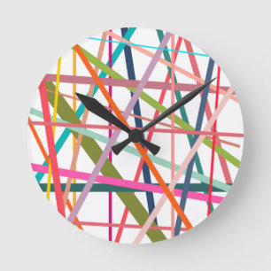 Reloj Redondo Mediano Coloridas líneas 